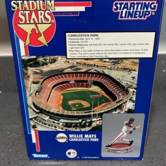 1995 Starting Lineup Stadium Stars Willie Mays Candlestick Park W/ White Mailer - Picture 2 of 9